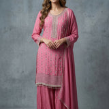 Embellished Butti Palazzo Set - Mauve Pink