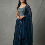 Embroidered Jaal Georgette Anarkali Set