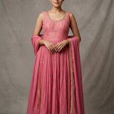 Embroidered Butti Georgette Anarkali Set