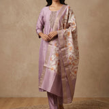 Lavender Dream Salwar Suit With Floral Woven Dupatta