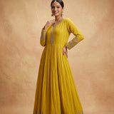 Yellow Georgette Embroidered Anarkali Set With Border Highlight