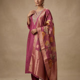 Embroidered Straight Cut Salwar Suit - Burgundy