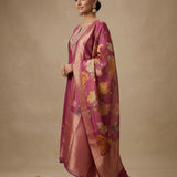 Embroidered Straight Cut Salwar Suit - Burgundy
