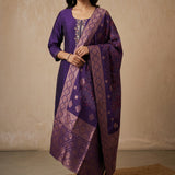 Embroidered Straight Cut Salwar Suit - Deep Purple