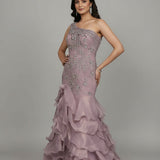 Burgundy Sequin Embroidered Lehenga Set With Sheer Cape Shrug