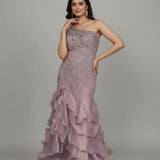 Burgundy Sequin Embroidered Lehenga Set With Sheer Cape Shrug
