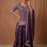 Purple Silver Zari Embroidered Anarkali Set
