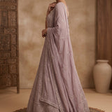 Dusty Mauve Tonal Embroidered Anarkali Set