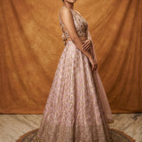 Blush Pink Zari Woven Bridal Lehenga Set With Sequin Embroidered Border