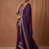 Purple Silver Zari Embroidered Anarkali Set
