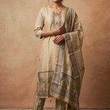 Earthy Pastel Green Chanderi Silk Kurta Set