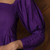 Royal Purple Cotton Anarkali Set With Button Placket