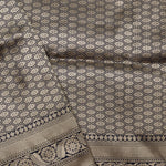 Prussian Blue Banarasi Silk Saree With Floral Jaal Weaving