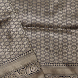 Prussian Blue Banarasi Silk Saree With Floral Jaal Weaving