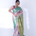 Mauve Purple Kanjivaram Silk Saree With Floral Ogival Weaving