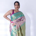 Mauve Purple Kanjivaram Silk Saree With Floral Ogival Weaving
