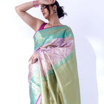 Mauve Purple Kanjivaram Silk Saree With Floral Ogival Weaving