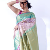 Mauve Purple Kanjivaram Silk Saree With Floral Ogival Weaving