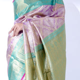 Mauve Purple Kanjivaram Silk Saree With Floral Ogival Weaving