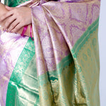 Mauve Purple Kanjivaram Silk Saree With Floral Ogival Weaving