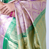 Mauve Purple Kanjivaram Silk Saree With Floral Ogival Weaving