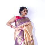 Salmon Peach Kanjivaram Silk Saree With Floral Buttas Weaving