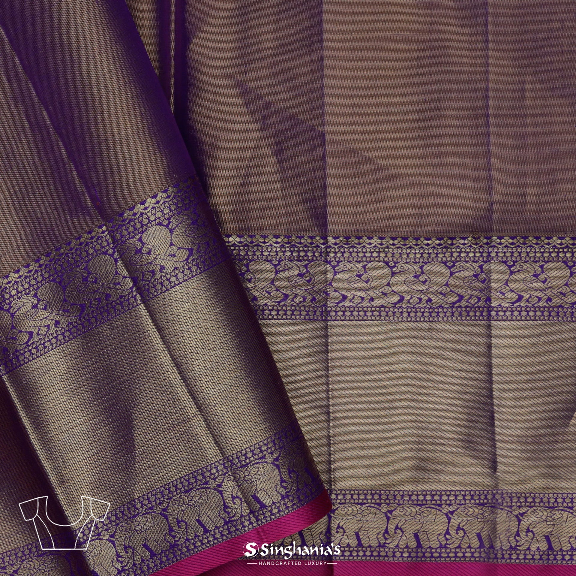 Salmon Peach Kanjivaram Silk Saree With Floral Buttas Weaving