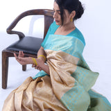 Cashmere Brown Kanjivaram Silk Saree With Floral Jaal Weaving