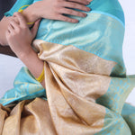 Cashmere Brown Kanjivaram Silk Saree With Floral Jaal Weaving