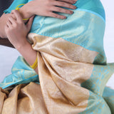 Cashmere Brown Kanjivaram Silk Saree With Floral Jaal Weaving