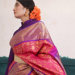 Cherry Pink Kanjivaram Silk Saree With Floral Jaal Weaving