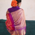Cherry Pink Kanjivaram Silk Saree With Floral Jaal Weaving