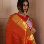 Medium Purple Kanjivaram Silk Saree With Floral Jaal Weaving