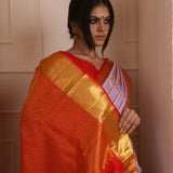 Medium Purple Kanjivaram Silk Saree With Floral Jaal Weaving