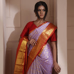 Medium Purple Kanjivaram Silk Saree With Floral Jaal Weaving