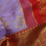 Medium Purple Kanjivaram Silk Saree With Floral Jaal Weaving