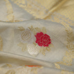 Ice Grey Tissue Banarasi Saree With Floral Jaal Weaving
