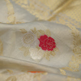 Ice Grey Tissue Banarasi Saree With Floral Jaal Weaving