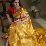 Purple-Gold Tissue Kanjivaram Saree With Floral Jaal Weaving