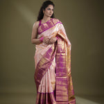 Spanish Pink Kanjivaram Silk Saree With Floarl Jaal Weaving