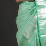 Mint Green Floral Jaal Kanjivaram Silk Saree