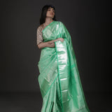 Mint Green Floral Jaal Kanjivaram Silk Saree