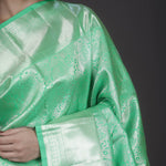 Mint Green Floral Jaal Kanjivaram Silk Saree
