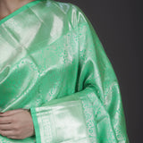 Mint Green Floral Jaal Kanjivaram Silk Saree
