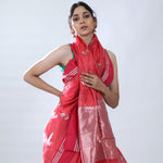 Desire Red Chanderi Saree With Floral Buttas