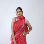 Desire Red Chanderi Saree With Floral Buttas
