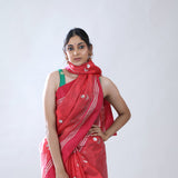 Desire Red Chanderi Saree With Floral Buttas
