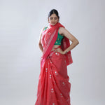 Desire Red Chanderi Saree With Floral Buttas