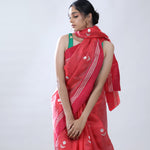 Desire Red Chanderi Saree With Floral Buttas