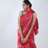 Desire Red Chanderi Saree With Floral Buttas